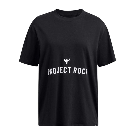 Under Armour Dames/Dames Project Rock Tekst Losjes T-shirt (Zwart) - Image 1