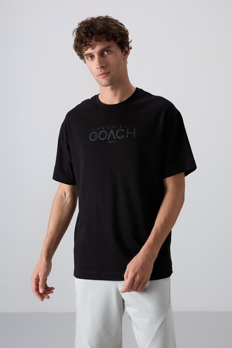 Oversized Logo Patch Crew Neck T-shirt - Image 1