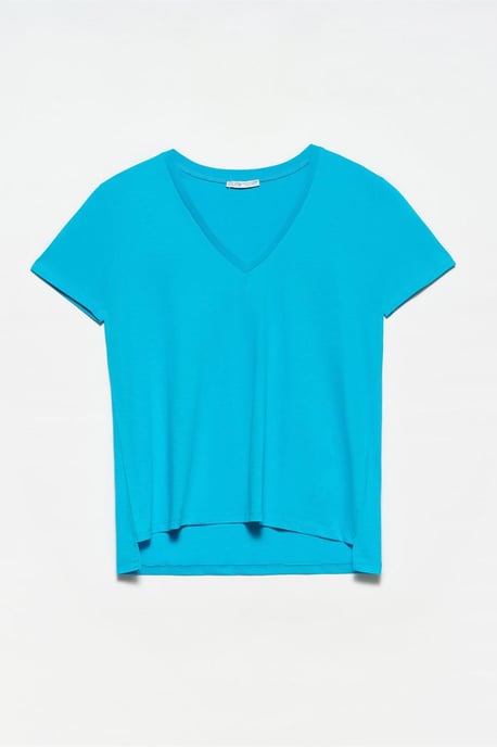 Damernas bomulls V-hals T-shirt - Image 1
