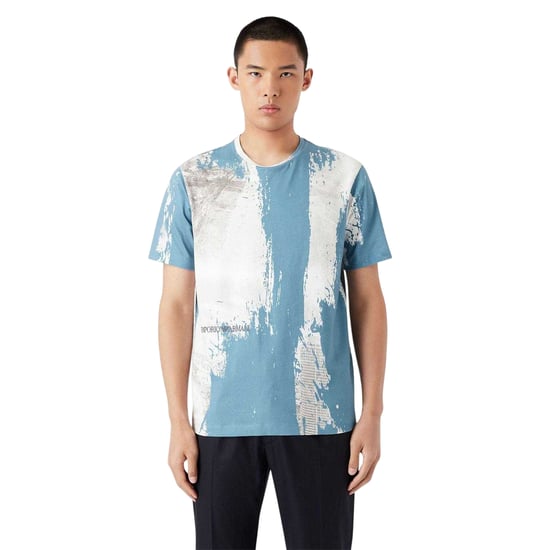 Emporio Armani Heren Logo T-shirt met all-over print (Blauw/Wit) - Image 3