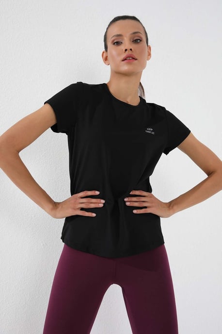 Dames Effen Korte Mouwen Rondhals T-Shirt - Image 2