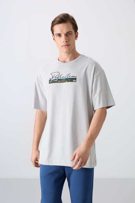 Överdimensionerad tryckt bomullsmix T-shirt - Image 4