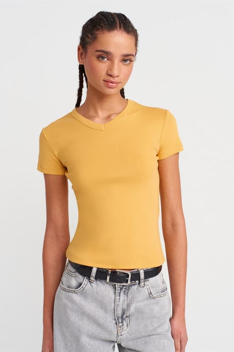 Slim Fit Katoenen V-hals T-Shirt - Image 1