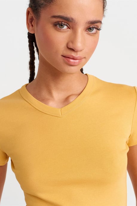 Slim Fit Katoenen V-hals T-Shirt - Image 3