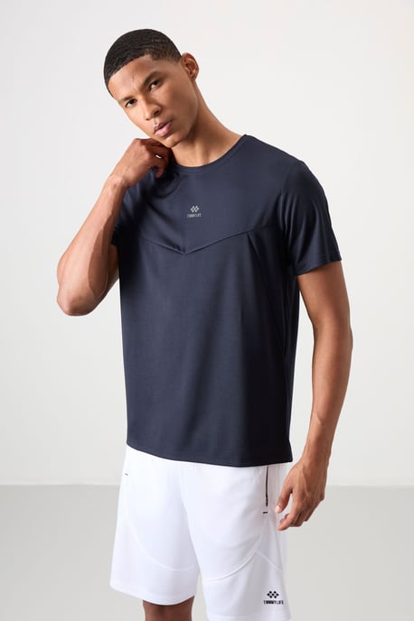 Heren Effen Polyester Ronde Hals T-shirt - Image 1