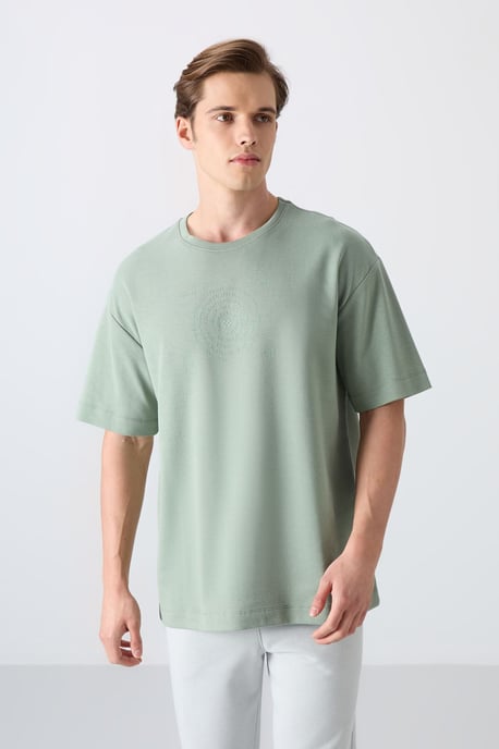 Överdimensionerad T-shirt med rund hals i bomullsblandning - Image 1