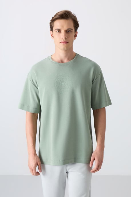 Överdimensionerad T-shirt med rund hals i bomullsblandning - Image 4