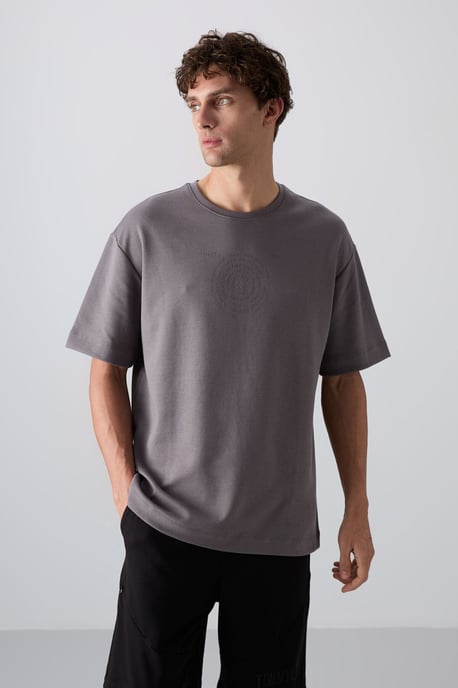 Överdimensionerad T-shirt med rund hals i bomullsmix - Image 1