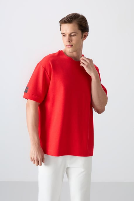Heren Oversized Crew Neck T-shirt met Patch - Image 1