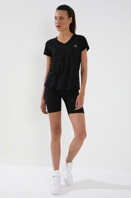 Dames Effen V-Hals Korte Mouwen T-Shirt - Image 6