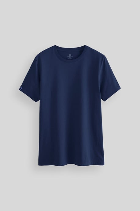 Herr T-shirt med rund hals av bomull och elastan - Image 2