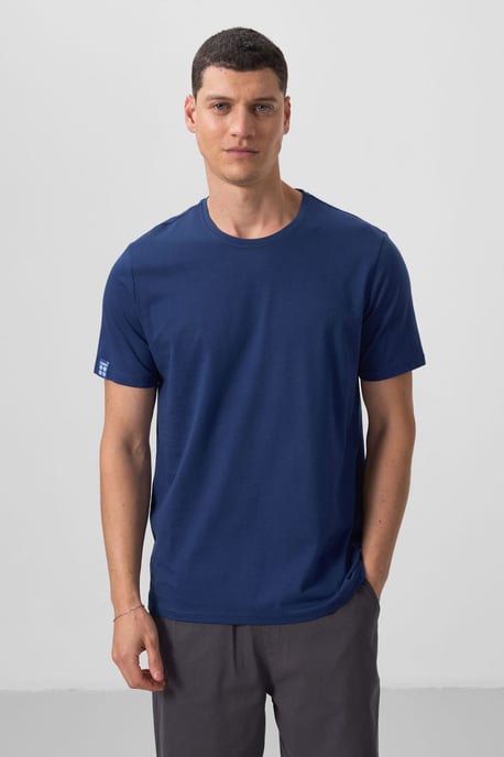 Herr T-shirt med rund hals av bomull och elastan - Image 3