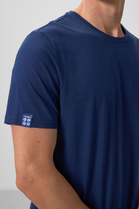Herr T-shirt med rund hals av bomull och elastan - Image 4