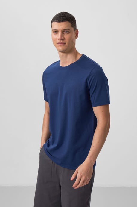 Herr T-shirt med rund hals av bomull och elastan - Image 5
