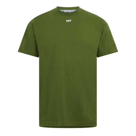 Off White Heren Belettering Katoen Regular T-shirt (Groen, Wit) - Image 1
