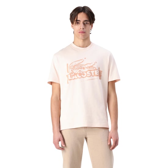 Lacoste Heren Jersey Katoenen Logo T-shirt (Oranje) - Image 3