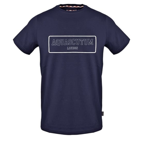 Aquascutum Unisex Adult Lettering Print Crew Neck T-Shirt (Navy) - Image 1