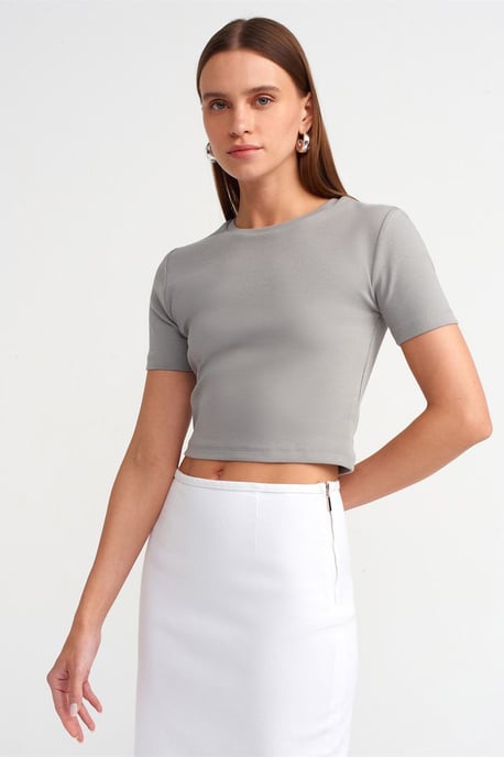 Women's Slim Fit Crop Crew Neck T-Shirt - Image 1