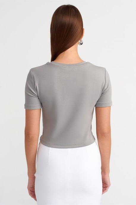 Women's Slim Fit Crop Crew Neck T-Shirt - Image 2