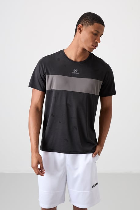 Herrars färgblockerad T-shirt med rund hals - Image 4