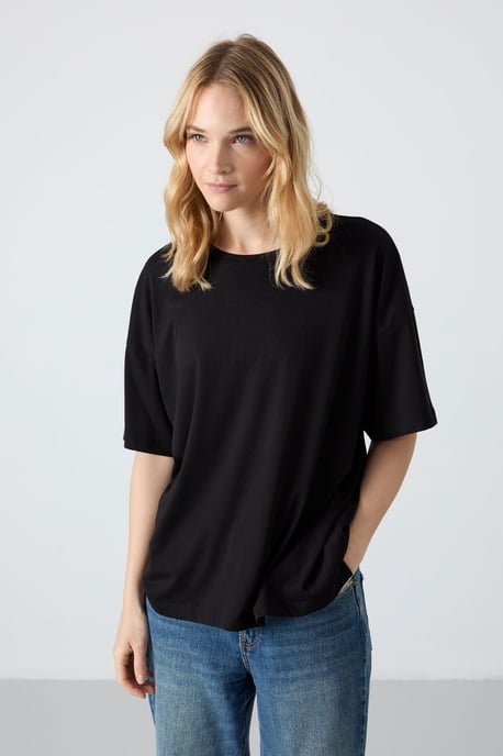 Oversized Katoen-Modal Crew Neck T-shirt - Image 1