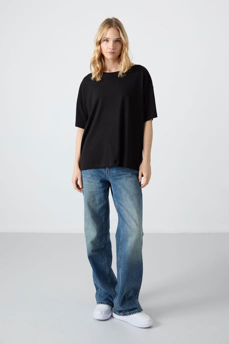 Oversized Katoen-Modal Crew Neck T-shirt - Image 2