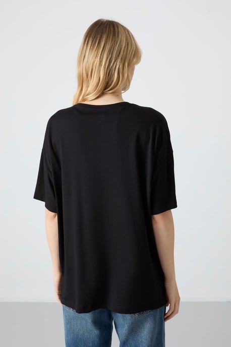 Oversized Katoen-Modal Crew Neck T-shirt - Image 4