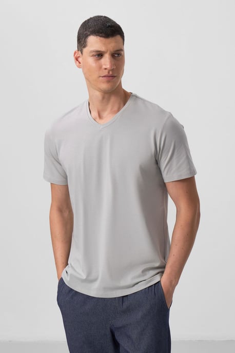 Herr V-ringad kortärmad T-shirt - Image 2