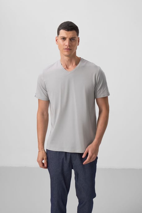 Herr V-ringad kortärmad T-shirt - Image 5