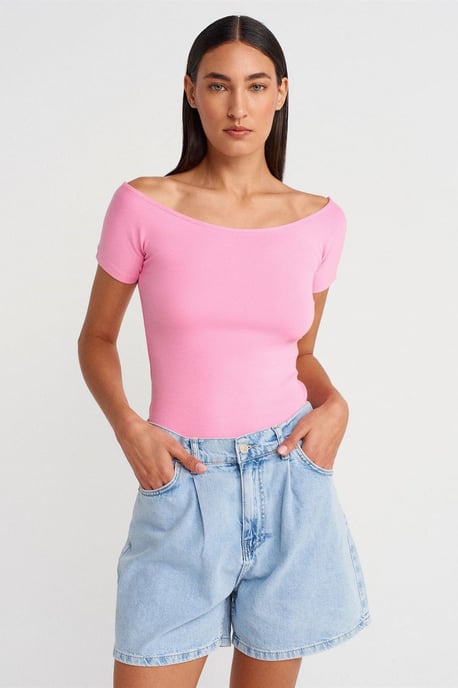 Dam Slim Fit Båtringad T-shirt - Image 1