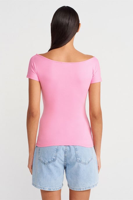 Dam Slim Fit Båtringad T-shirt - Image 2