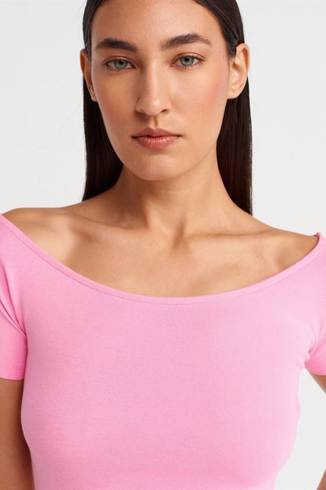 Dam Slim Fit Båtringad T-shirt - Image 3