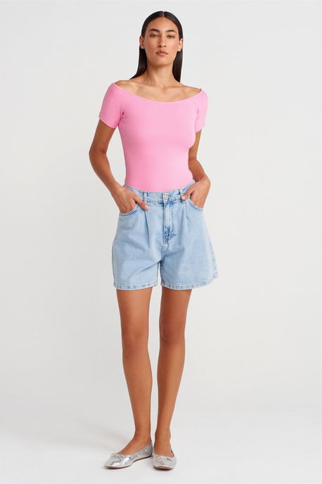 Dam Slim Fit Båtringad T-shirt - Image 4