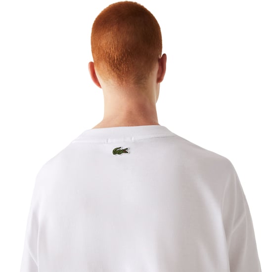 Lacoste Unisex T-shirt voor volwassenen met geborduurd logo en losse pasvorm (Wit) - Image 4