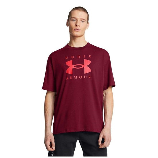 Under Armour Heren Logo Zwaargewicht Los T-shirt (Rood) - Image 1