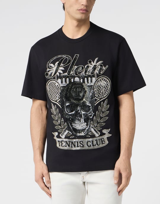 Round Neck T-Shirt Skull Tennis Skull - Image 2
