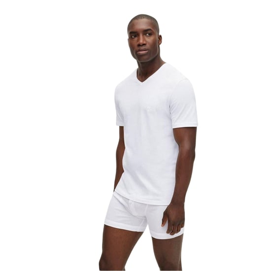 Boss Heren Logo V-Hals T-Shirt (Pakket van 3) (Wit) - Image 3