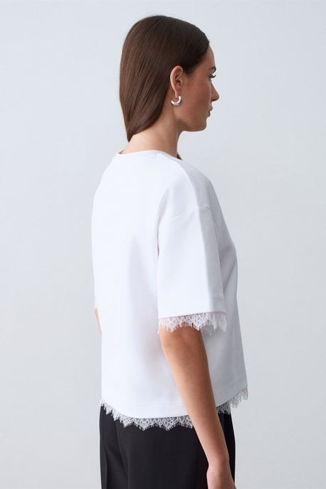 Kvinnors T-shirt med rund hals i bomull och elastan - Image 2