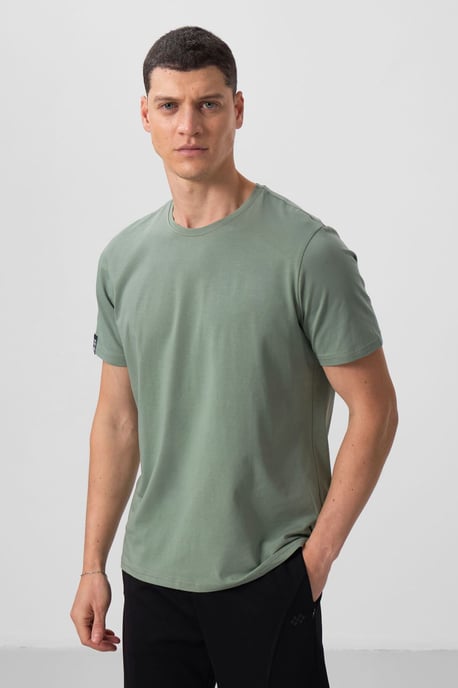Herr T-shirt i bomull och elastan med rund halsringning - Image 2