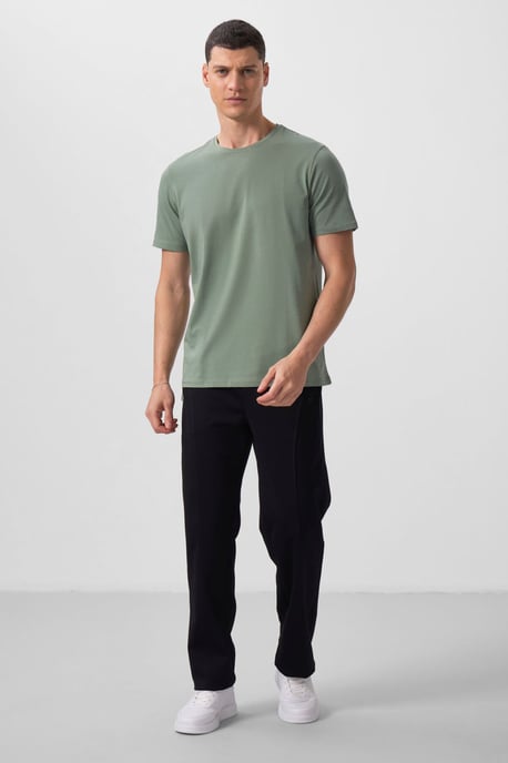 Herr T-shirt i bomull och elastan med rund halsringning - Image 3