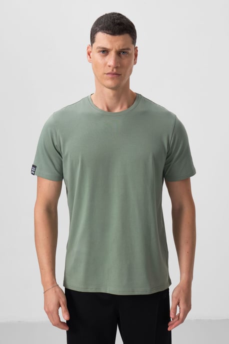 Herr T-shirt i bomull och elastan med rund halsringning - Image 5