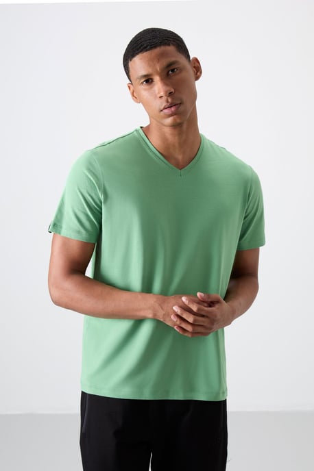 Heren V-hals Korte Mouwen T-shirt - Image 5
