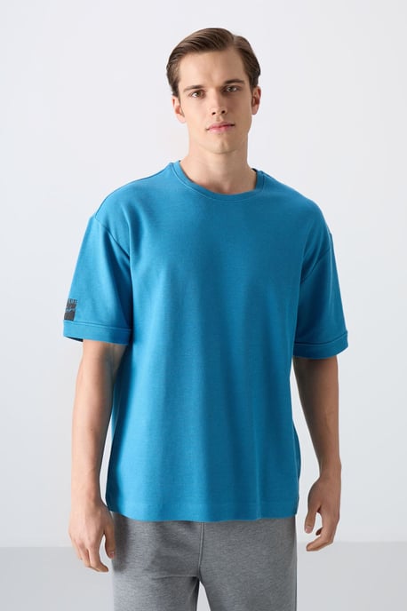 Heren Oversized Crew Neck T-Shirt Met Patch - Image 1