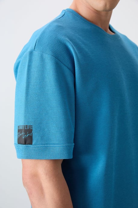 Heren Oversized Crew Neck T-Shirt Met Patch - Image 4