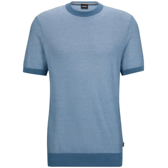 Boss Heren Tantino Gebreid T-Shirt (Lichtblauw) - Image 1