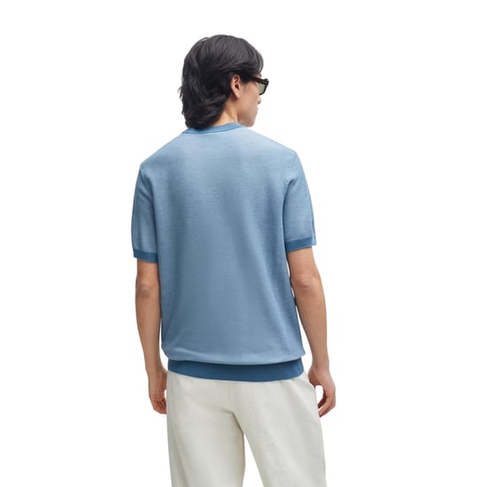 Boss Heren Tantino Gebreid T-Shirt (Lichtblauw) - Image 2