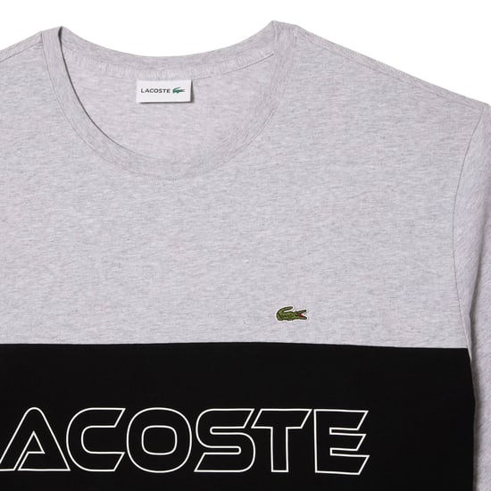 Lacoste Mens Colour Block Heavy Cotton Fitted T-Shirt (Grey) - Image 2