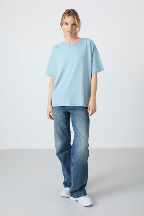Oversized Katoen-Modal Crew Neck T-Shirt - Image 3