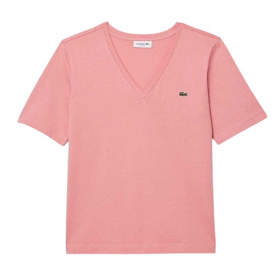Lacoste Dames/Dames Geborduurd Logo Katoenen Jersey T-shirt (Roze) - Image 1