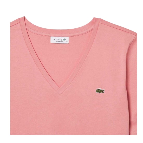 Lacoste Dames/Dames Geborduurd Logo Katoenen Jersey T-shirt (Roze) - Image 2